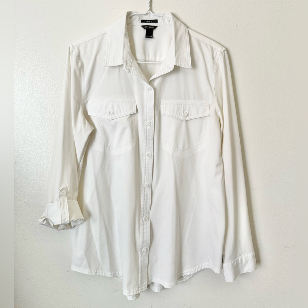 Eddie Bauer Women’s Classic Fit Collared Shirt with Roll-Tab Sleeves